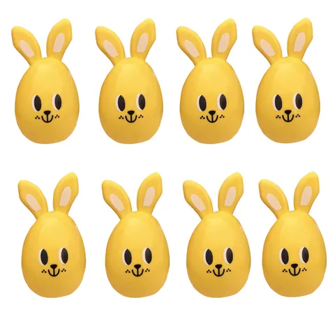 Yellow Easter Bunny Plastic Candy Egg Shell Cartoon Rabbit Opening Hollow Egg Case For Party Favors Gift Box Decoration Kids Toy