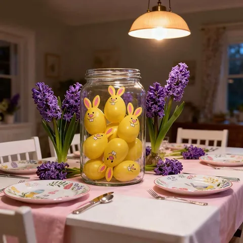 Yellow Easter Bunny Plastic Candy Egg Shell Cartoon Rabbit Opening Hollow Egg Case For Party Favors Gift Box Decoration Kids Toy