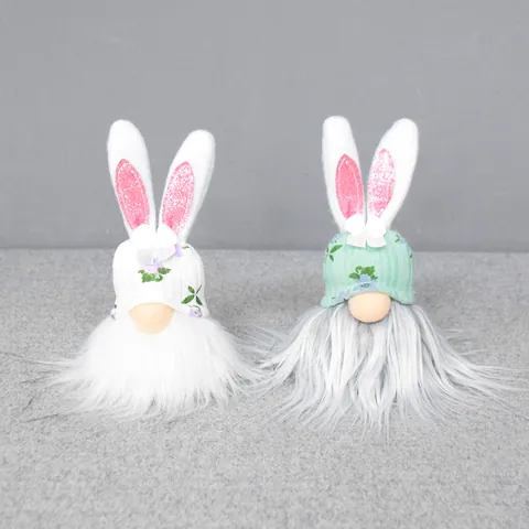 Ostern Gnom Gesichtslos Puppe Mit Hasenohren Rudolph Ornament Süße Gestrickte Blumenmütze Hasengnome Für Zuhause Tisch Schreibtisch Deko Geschenk