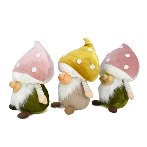 Polyester Resin Mushroom Gnome Figurine Resin Face Ornament Polka Dot Hat Easter Dwarf Elf Gnome Home Decor Ornament