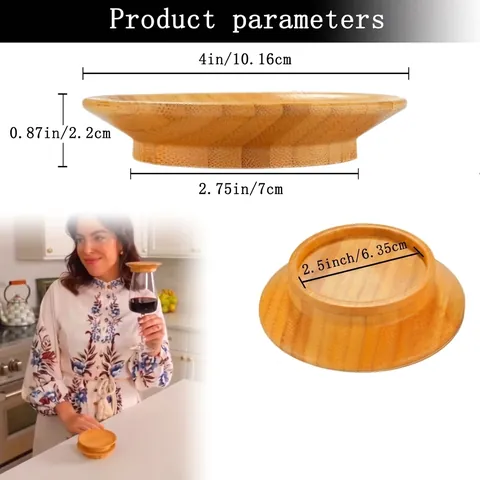 Natural Bamboo Wine Glass Charcuterie Topper Round Snack Tray Lid For Wine Glasses Party Appetizer Plate Coaster Accessory