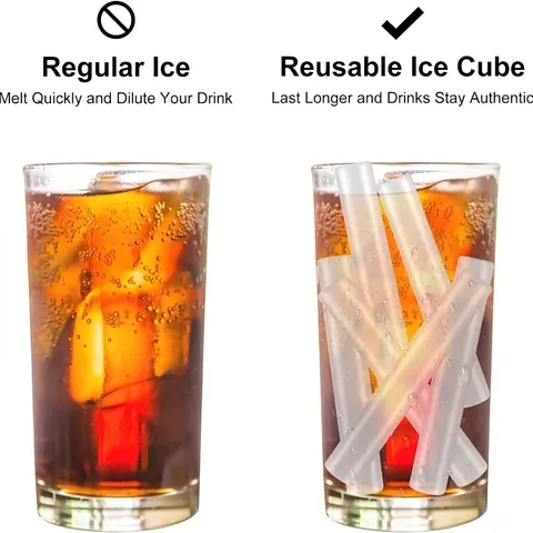 Reusable Plastic Ice Cubes White Cylindrical Non-Diluting Cooling Strips For Drinks Soda Whiskey Bar Party Home Summer Essentials