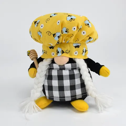 Bijendag Chef Kabouter Pluche Decoraties Gele Zonnebloem Bij Chef Koksmuts Scandinavische Tomte Zweedse Nisse Ornament Voor Huis Kantoor Keuken Feest Decoratie