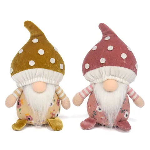 Boheng Mushroom Faceless Gnome Doll Cute Plush Gnome Ornament Nordic Forest Style Mushroom Hat Polka Dot Floral Dwarf Figurine For Home Decor