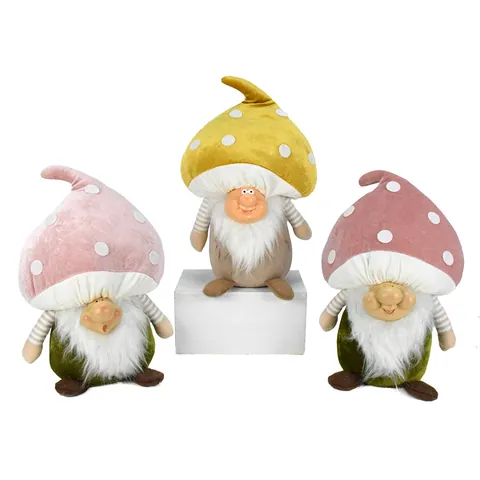 Polyester Resin Mushroom Gnome Figurine Resin Face Ornament Polka Dot Hat Easter Dwarf Elf Gnome Home Decor Ornament