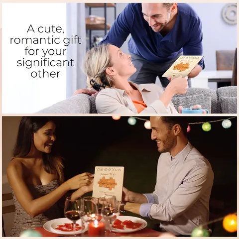 Creative Wooden Anniversary Puzzle Plaque Decorative Greeting Card Anniversary Valentine Day Gift For Couple Home Ornament