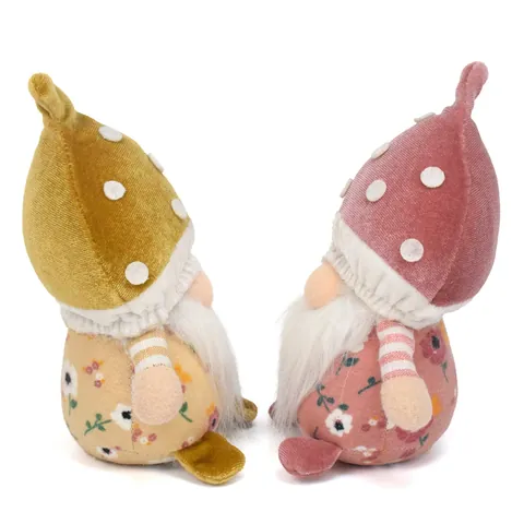 Boheng Mushroom Faceless Gnome Doll Cute Plush Gnome Ornament Nordic Forest Style Mushroom Hat Polka Dot Floral Dwarf Figurine For Home Decor