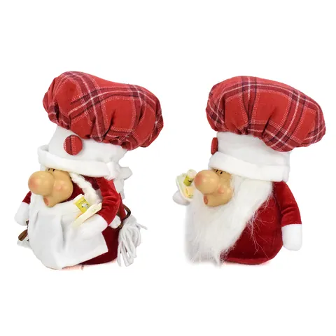 Kerst Chef Kabouter Ornament Rode Ruitjes Muts Hars Gezicht Staande Kerstman Pop Figuur Thuis Decoratie