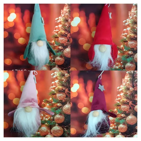 Christmas Sitting Long Leg Angel Gnome Plush Doll Hanging Ornaments Xmas Tree Pendant Decoration Sequins Wings Angel Gift
