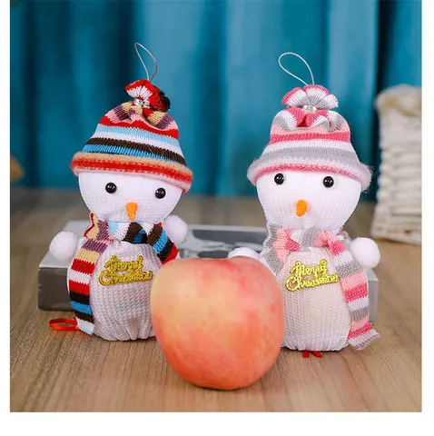Christmas Snowman Apple Gift Bags Peace Eve Candy Packaging Bags Knitted Cloth Snowman Basket For Xmas Party Favor Decor