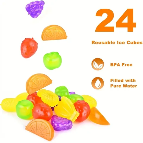 Glaçons en Plastique Réutilisables Formes de Fruits Multicolores Sans BPA Congélation Rapide pour Boissons Bar Fête Été