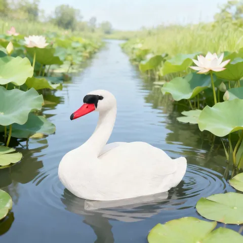 Realistic White Swan Garden Ornament Floating Plastic Swan Decoy For Pond Courtyard Landscape Decoration Animal Sculpture Outdoor Statues