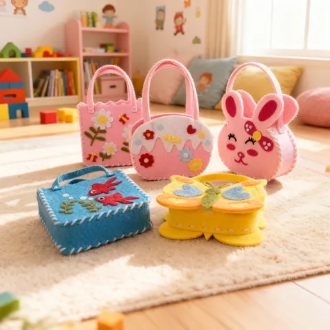 Kids DIY Handmade Sewing Handbag Kit Kindergarten Felt Non-woven Fabric Cartoon Animal Craft Material For Education Toy