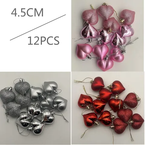 Electroplated Plastic Heart Pendants Valentines Day Hanging Ornaments For Festive Home Decor Romantic Party Decoration Heart Shaped Accessories