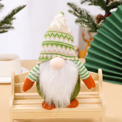 Nordic Christmas Faceless Gnome Doll Decoration Handmade Standing Green Santa Claus Table Ornament For Home Party Holiday Decor