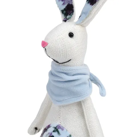 Easter Burlap Bunny Rabbit Ornament Floral Linen Bunny Figurine For Spring Table Decoration Festive Party Home Decor Gift