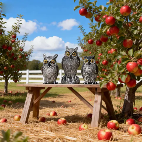 Realistic Simulation Plastic Owl Statue Yard Garden Bird Deterrent Pest Repeller Fake Owl For Outdoor Orchard Farm Decoration