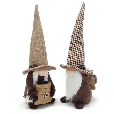 Handmade Coffee Theme Christmas Gnome Plush Decoration Faceless Doll Coffee Bar Ornament Scandinavian Tomte Figurine Gift