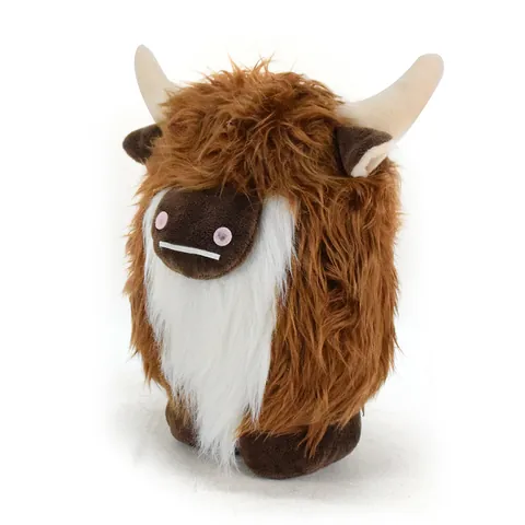 Adorno de Peluche de Vaca de las Highlands Escocesas Vaca de las Highlands Marrón de Pelo Largo Animal de Peluche Con Barba Blanca Juguete Decorativo