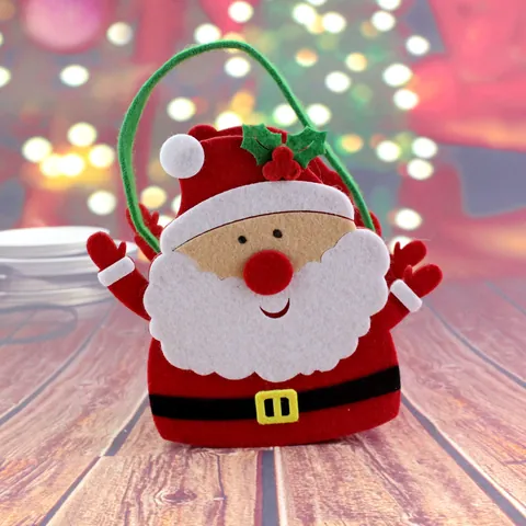 Bolsa de Regalo de Navidad de Fieltro Lindo Papá Noel Muñeco de Nieve Corte Láser Bolsa de Tela No Tejida Embalaje de Regalos