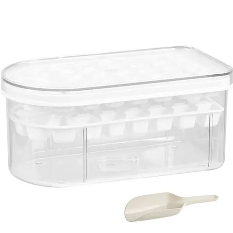 Household Press Type Ice Cube Mold With Storage Box And Lid White Plastic Quick Release Ice Tray Easy Demolding Ice Maker