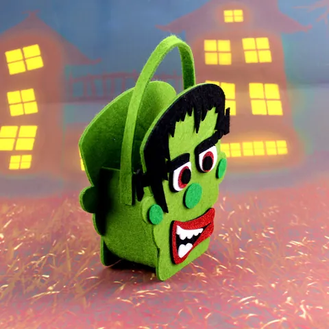 Halloween Frankenstein Vilt Snoepzak Draagbare Groene Monster Trick Or Treat Handtas Cadeaumand Feestversiering