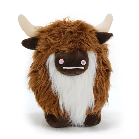 Adorno de Peluche de Vaca de las Highlands Escocesas Vaca de las Highlands Marrón de Pelo Largo Animal de Peluche Con Barba Blanca Juguete Decorativo