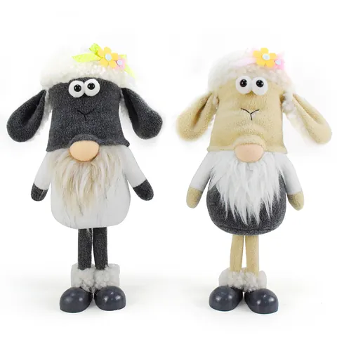 Easter Lamb Gnome Plush Long Legged Faceless Doll Sheep Figurine Spring Ornament Home Desktop Easter Party Decoration