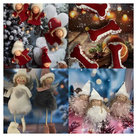 Adornos de Muñeca de Ángel de Árbol de Navidad Hechos a Mano de Felpa Muñeco de Nieve Gnomo Decoraciones Colgantes