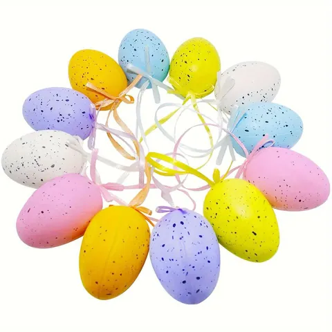 Easter Spotted Painted Plastic Eggs Hanging Decorations For Festive Party Home Holiday Ornaments Colorful Egg Decor