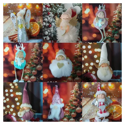 Adorno de Muñeca de Peluche de Ángel para Árbol de Navidad Muñeca de Ángel con Lentejuelas Esféricas Decoración Colgante Lindo Colgante Navideño