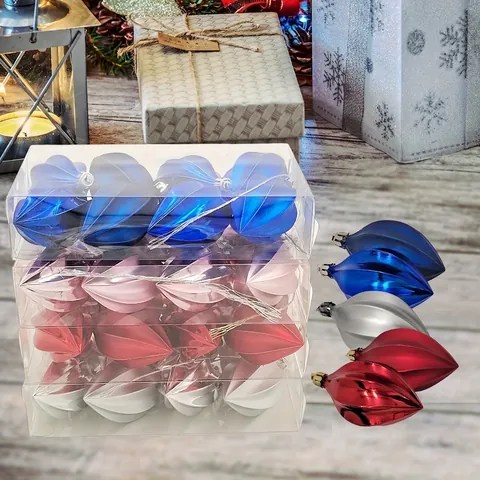 Metallic Plastic Star Fruit Shaped Christmas Tree Hanging Ball Ornaments Festive Electroplated Multi-Color Decorative Holiday Tree Pendant Set