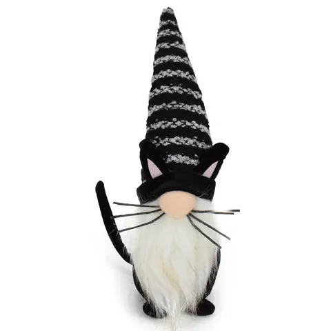 Halloween Striped Black Cat Gnome Faceless Doll Dwarf Ornament Plush Animal Elf Decoration Festive Home Party Figurine