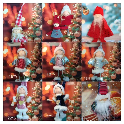 Adorno Colgante Árbol de Navidad Muñeco de Peluche Ángel Muñeco de Nieve Gnomo Decoración Tela Lentejuelas para Fiesta Hogar