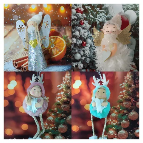 Adorno de Muñeca de Peluche de Ángel para Árbol de Navidad Muñeca de Ángel con Lentejuelas Esféricas Decoración Colgante Lindo Colgante Navideño