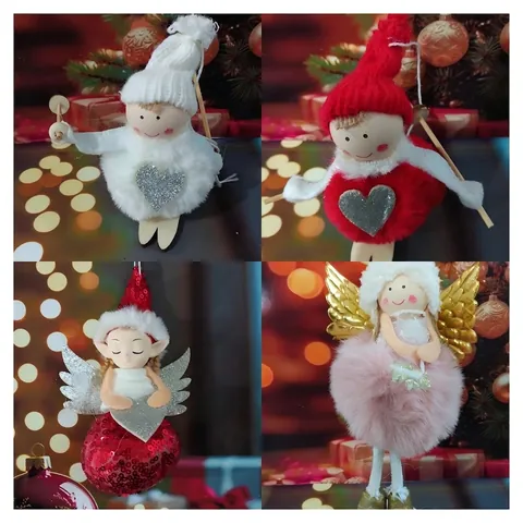 Adornos de Navidad Nórdicos Muñeca de Peluche Ángel Gnomo Corazón Lentejuelas Decoración Colgante para Árbol de Navidad Fiesta