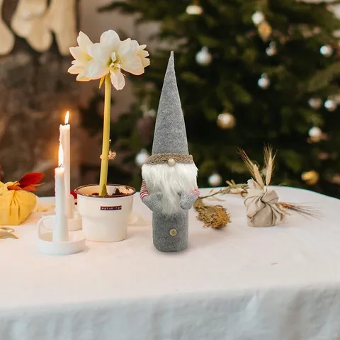 Christmas Gnome Wine Bottle Covers Set Faceless Old Man White Beard Non-woven Decorative Bag For Wine Champagne Table Decor