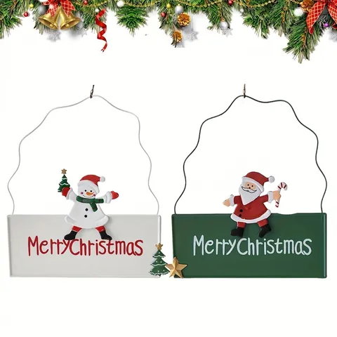 Weihnachten Metall Türschild Weihnachtsmann Schneemann Hängeschild Innen Außen Veranda Haus Garten Wanddeko Frohe Weihnachten