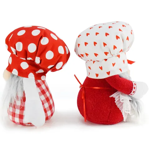 Chef Gnome Faceless Doll Heart Dessert Rudolf Dwarf Ornament Handmade Polyester Plush Toy For Kitchen Valentine Christmas Decor
