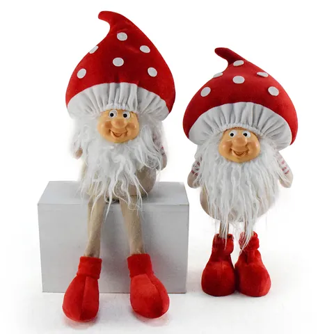 Nordic Christmas Gnome Mushroom Head Resin Face Desktop Ornament Handcrafted Polyester Plush Elf Decoration For Holiday Home Party