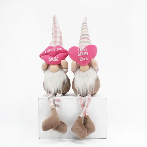 Handmade Mother's Day Faceless Gnome Dolls With Long Legs Acrylic Cotton Polyester Fabric Plush Heart Lip Ornament Home Decor
