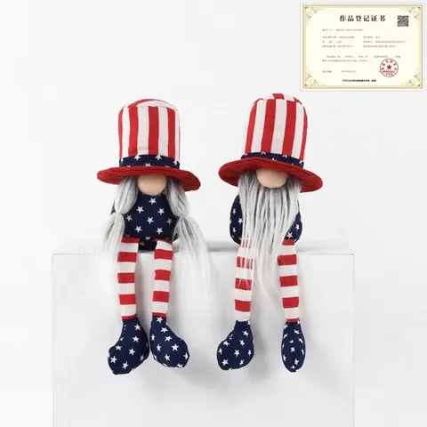 Patriotic USA Independence Day Gnomes Red White Blue Plush Gnome 4th Of July Ornaments Star Stripes Home Party Decor