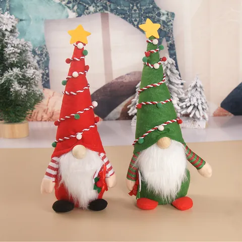 Christmas Faceless Gnome Doll Rudolph Reindeer Antlers Dwarf Plush Elf Figurine For Xmas Window Display Home Ornament Gift