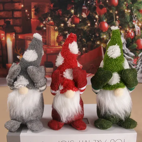 Creative Christmas Gnome Plush Doll With Snowflake Hat Covering Eyes Pose Forest Old Man Desktop Decoration For Home Party Xmas Gift