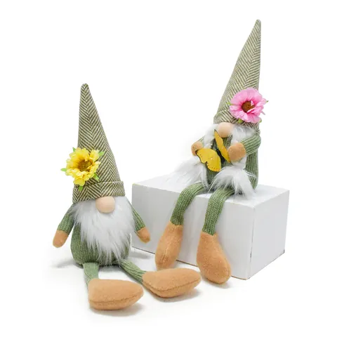 Spring Gnome Faceless Doll Handmade Knitted Plush Sunflower Butterfly Tomte Ornament For Home Farmhouse Tiered Tray Decor Gift