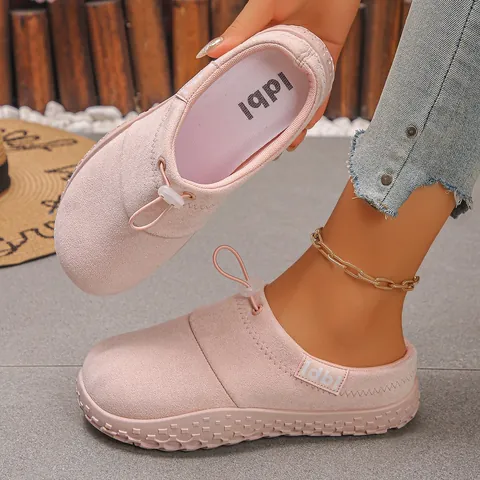 Women's Casual Wedge Mules Vintage Synthetic Suede Leopard Print Platform Slip-on Loafers With Drawstring Toggle Fashion Soft Flat Shoes