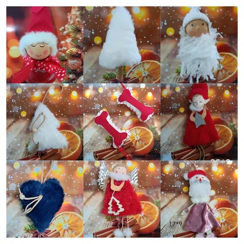 Adornos de Peluche para Árbol de Navidad Nórdicos Ángel Muñeco de Nieve Papá Noel de Fieltro Muñeca Colgante Decoración