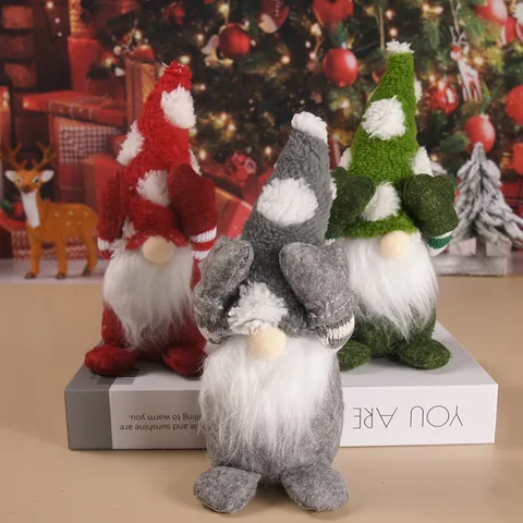 Creative Christmas Gnome Plush Doll With Snowflake Hat Covering Eyes Pose Forest Old Man Desktop Decoration For Home Party Xmas Gift