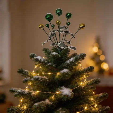 Kerstboom Stengel Ornament Kunststof Bal Prikker Met Strik Hulstbladeren Voor Kerstfeest Tuin Huis Decoratie