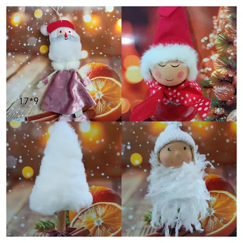 Adornos de Peluche para Árbol de Navidad Nórdicos Ángel Muñeco de Nieve Papá Noel de Fieltro Muñeca Colgante Decoración